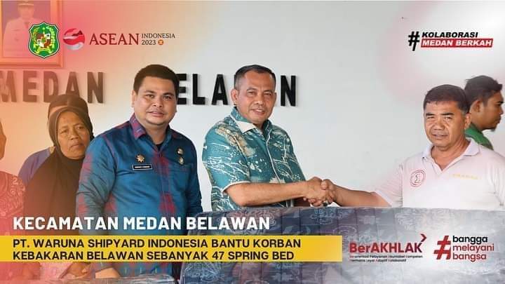 PT. Waruna Shipyard Indonesia bantuan korban kebakaranbelawan sebanyak 47 Spring Bed